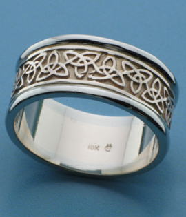 Solid Trilogy Knot Band Two Tone