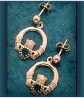 Claddagh Stone Drop Earrings