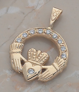 Heavy Diamond Claddagh Pendant